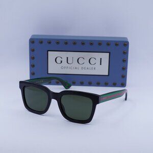 Gucci GG0001SN 002 Square Sunglasses - Black/Green